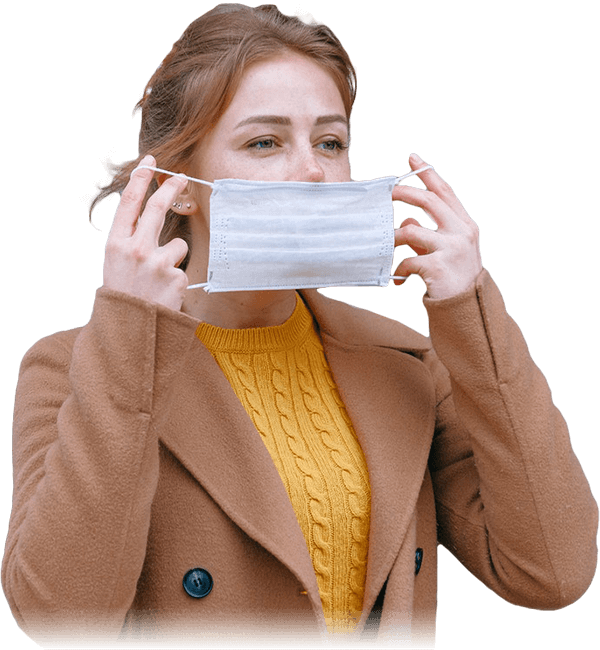 Women putting mask