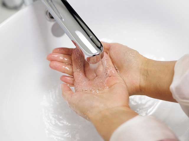 Clean disinfected hands