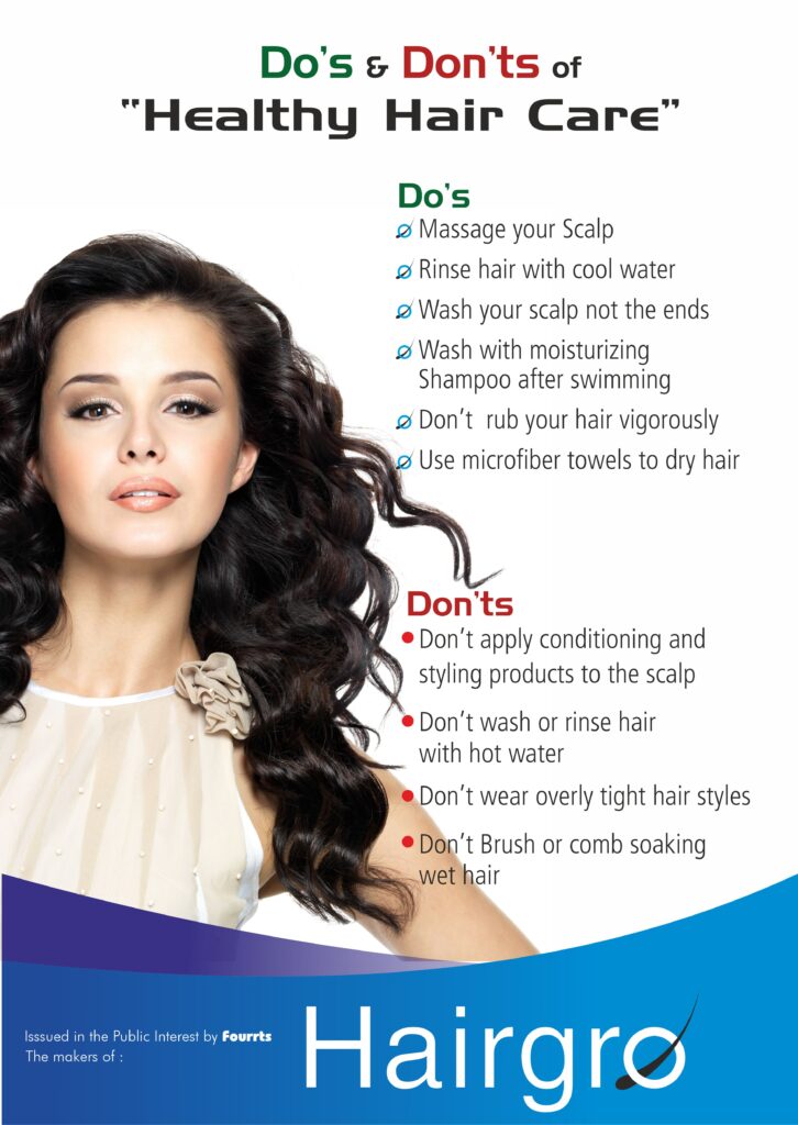 Hair Care Tips | Do and Donts of Healthy Hair Care Hairgro Fourrts Pharmaceutical product to prevent hair loss and promote hair growth